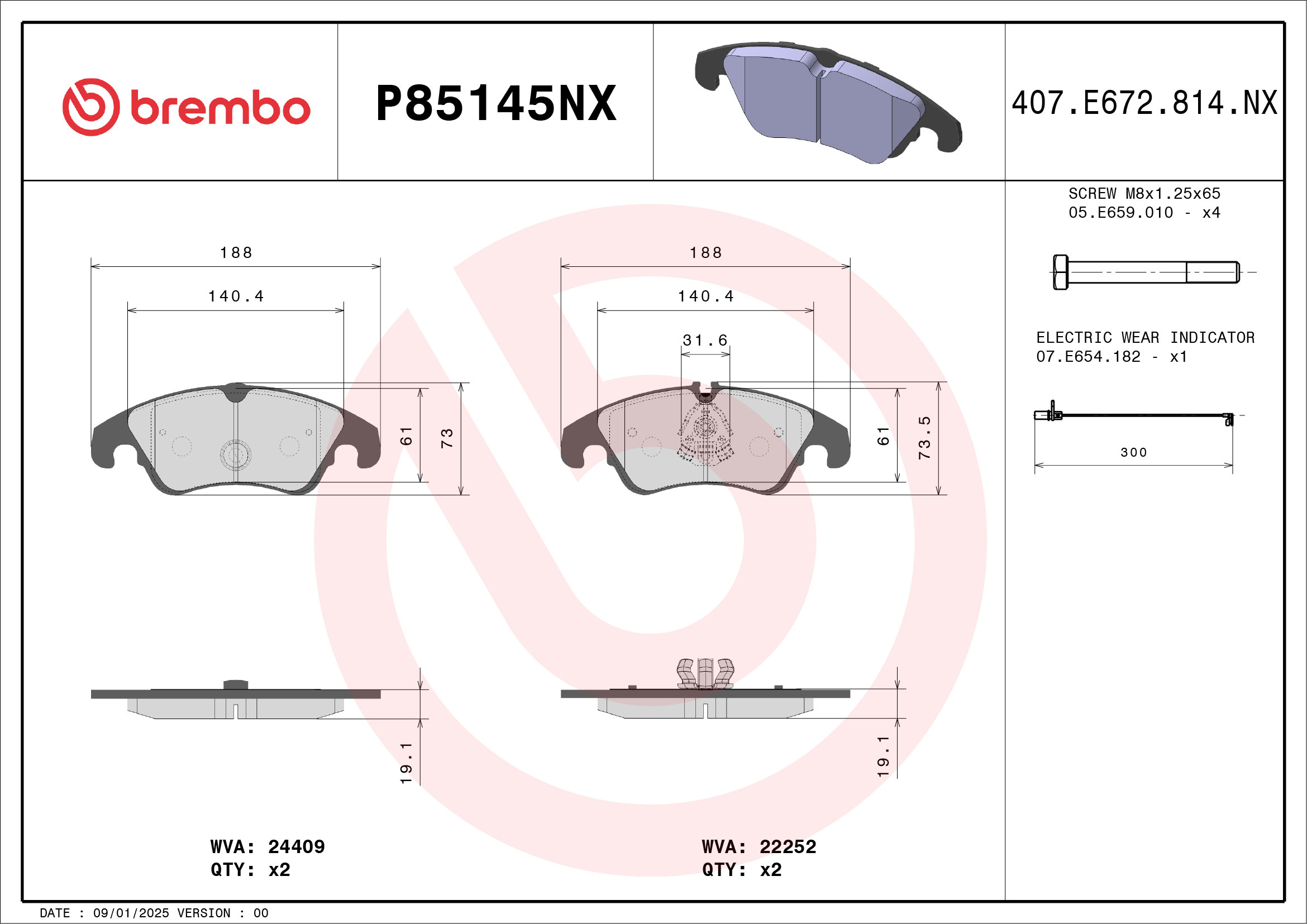 BREMBO Bremseklodser p85145nx for VW AUDI AUDI (FAW) VW (SVW)