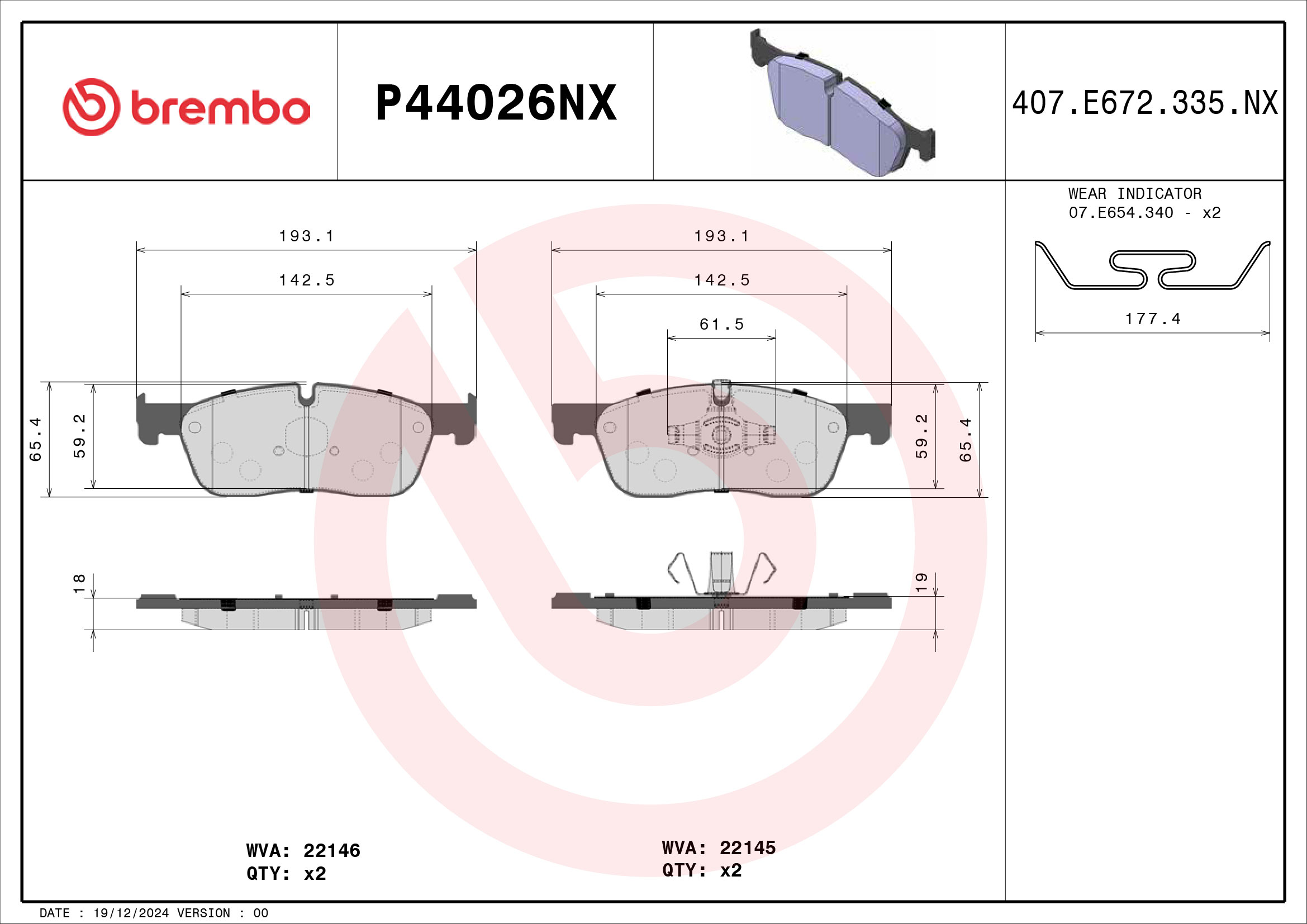 BREMBO Bremseklodser p44026nx for JAGUAR TOYOTA LAND ROVER
