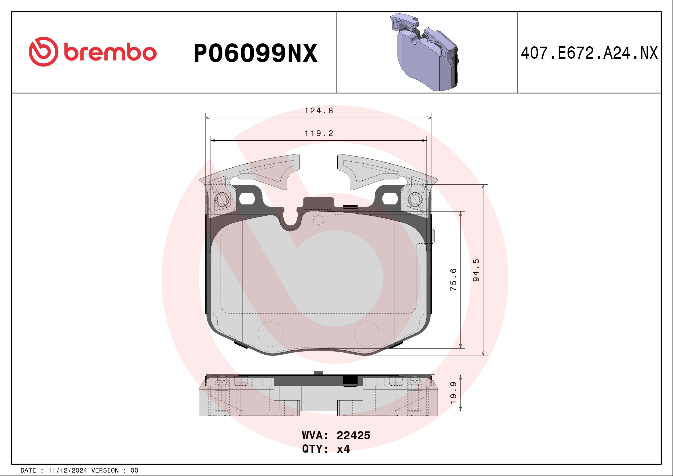BREMBO Bremseklodser p06099nx for BMW TOYOTA