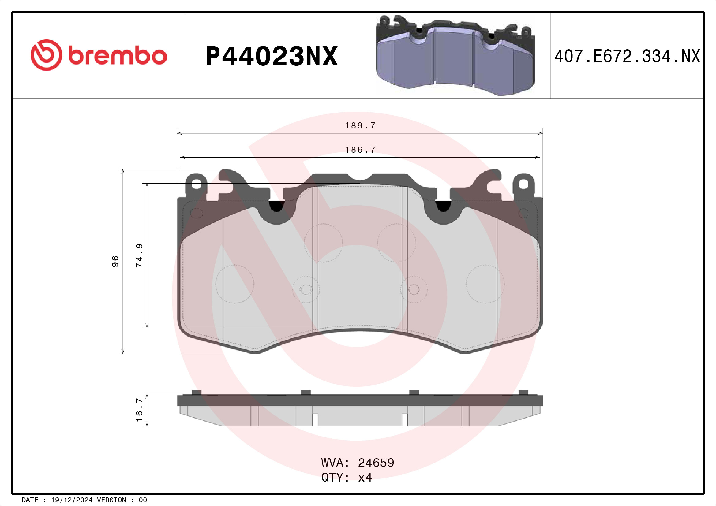 BREMBO Bremseklodser p44023nx for LAND ROVER