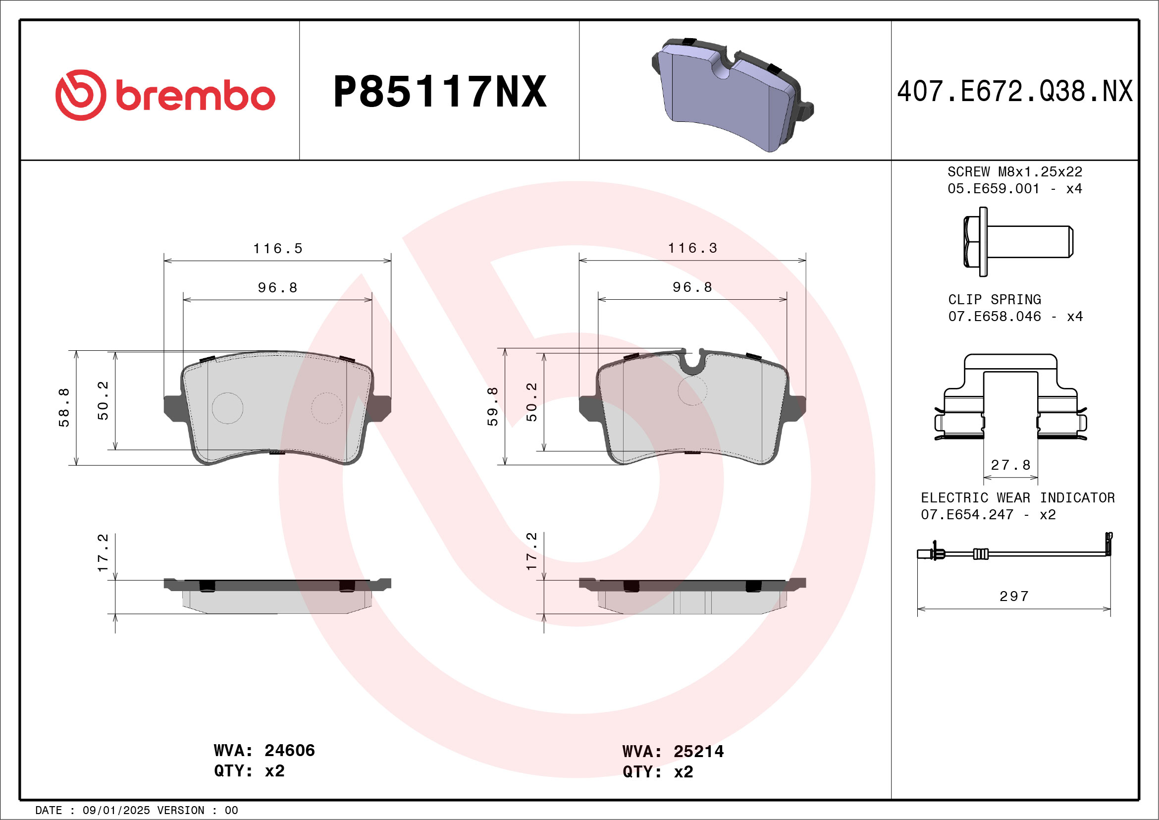 BREMBO Bremseklodser p85117nx for SKODA
