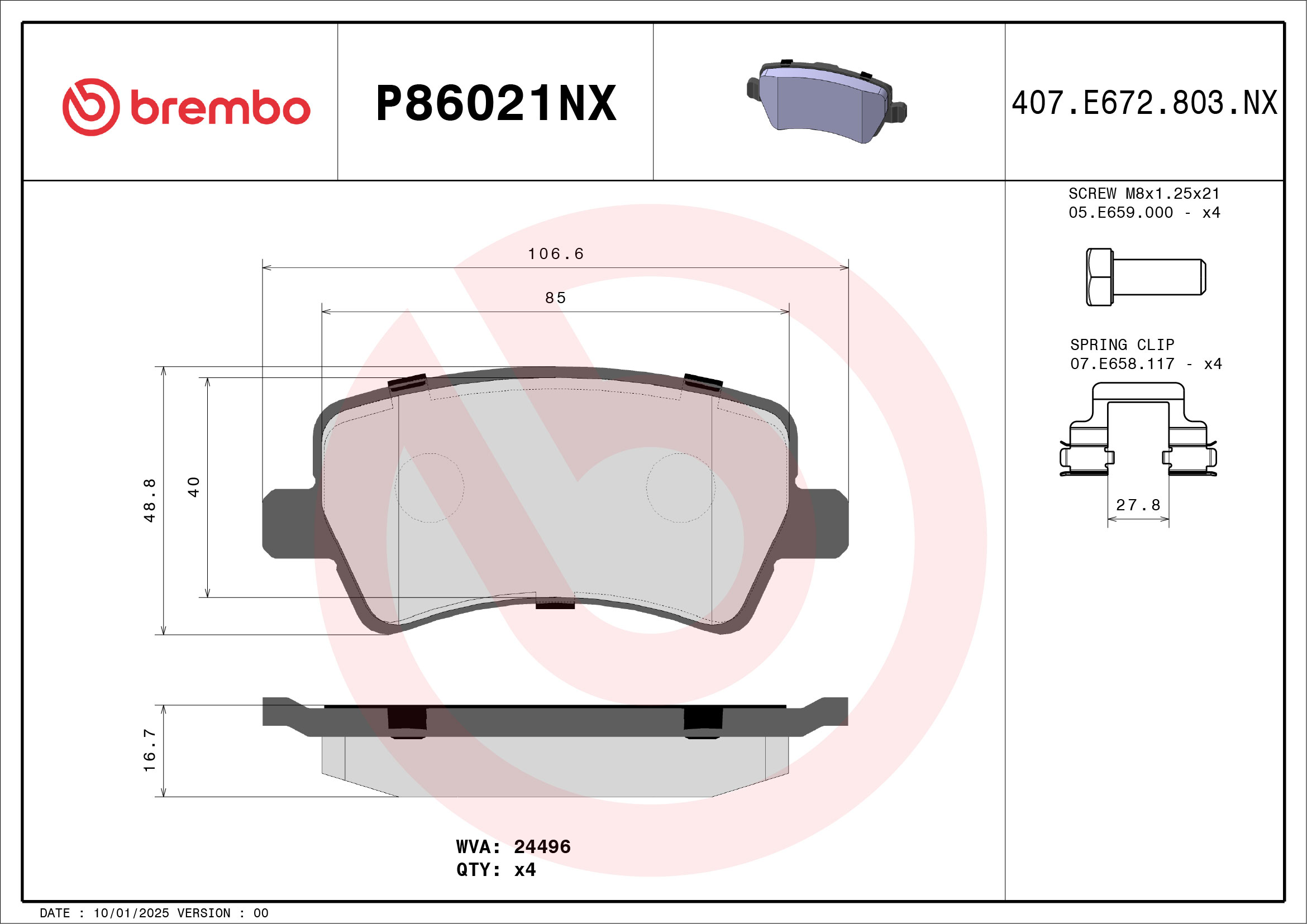 BREMBO Bremseklodser p86021nx for VOLVO