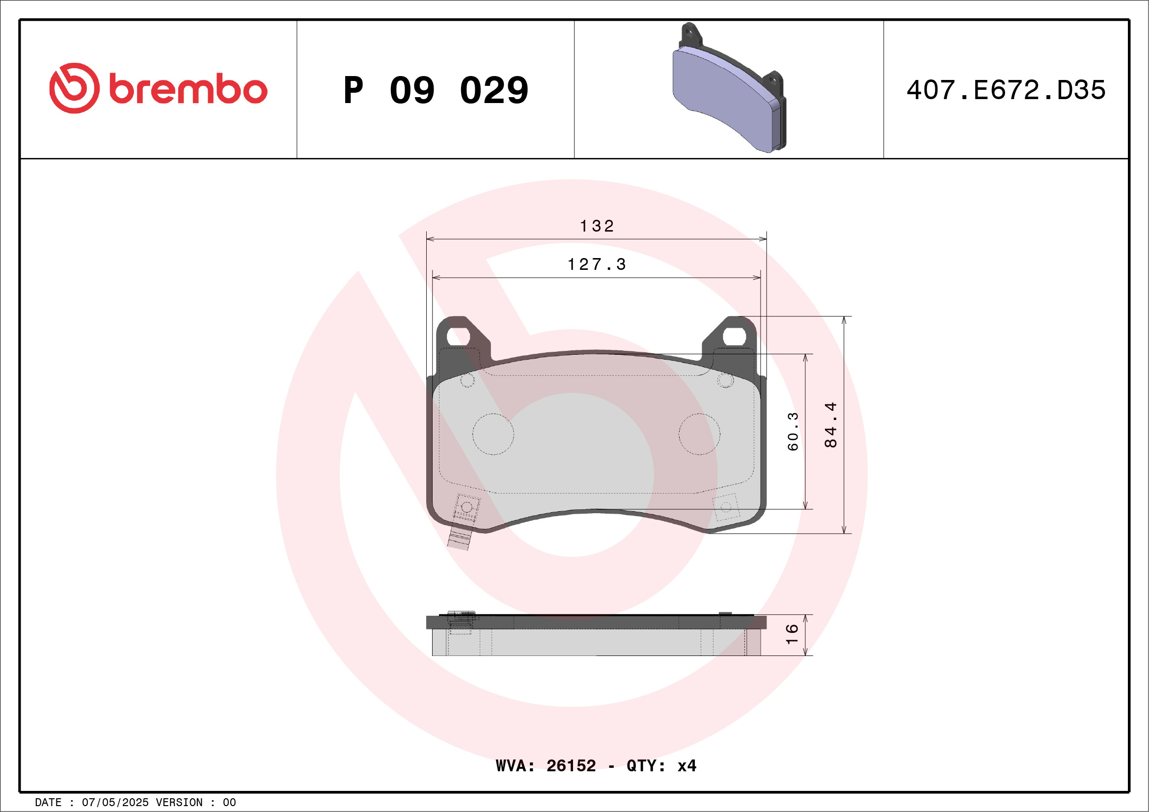 BREMBO Bremseklodser p09029 for TESLA