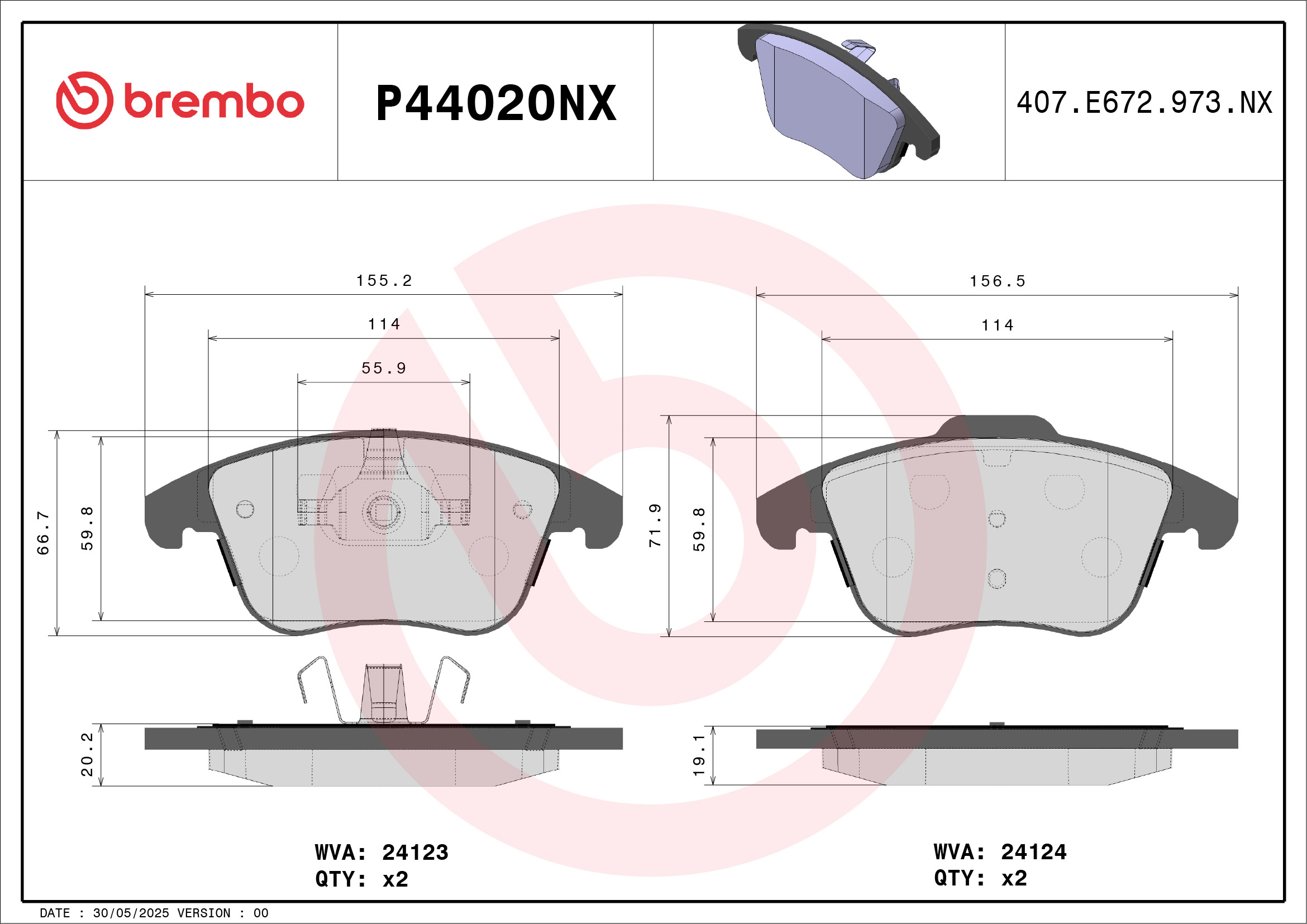 BREMBO Bremseklodser p44020nx for MG (SAIC) LAND ROVER