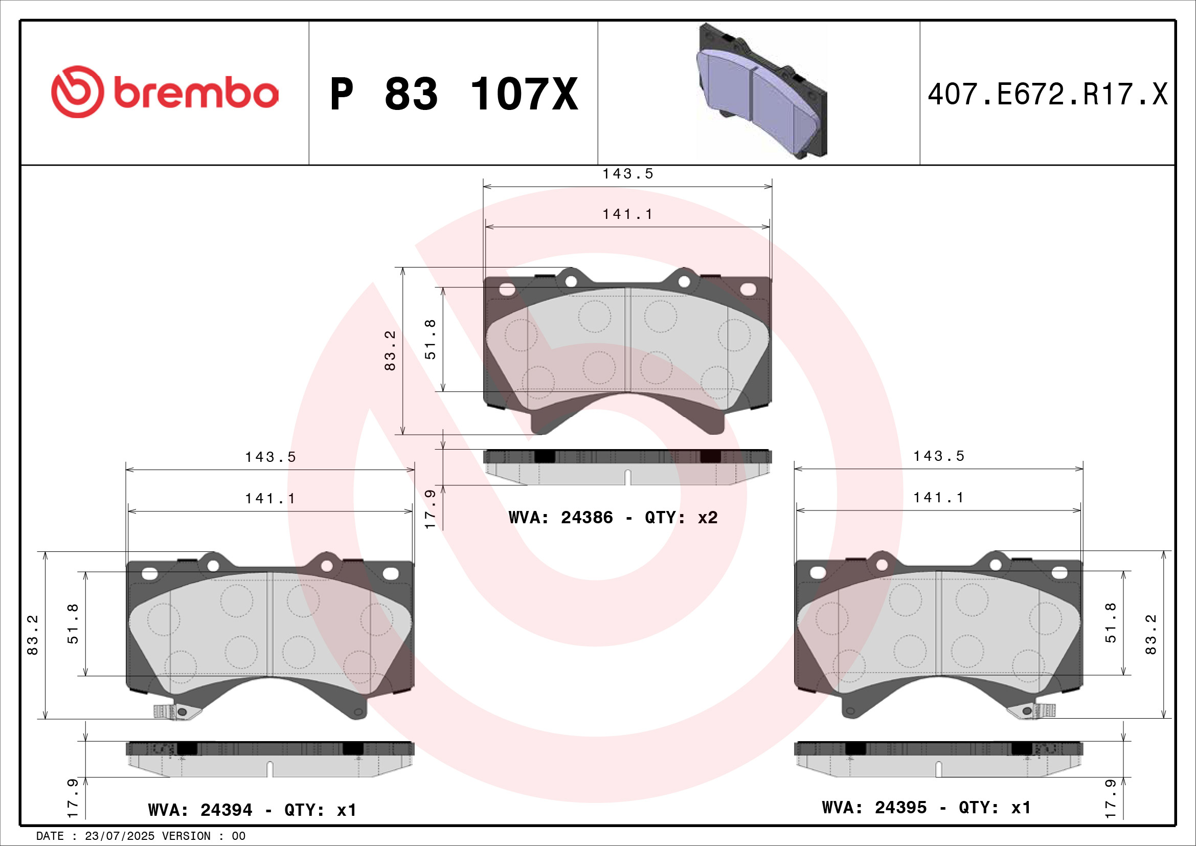 BREMBO Bremseklodser p83107x for TOYOTA
