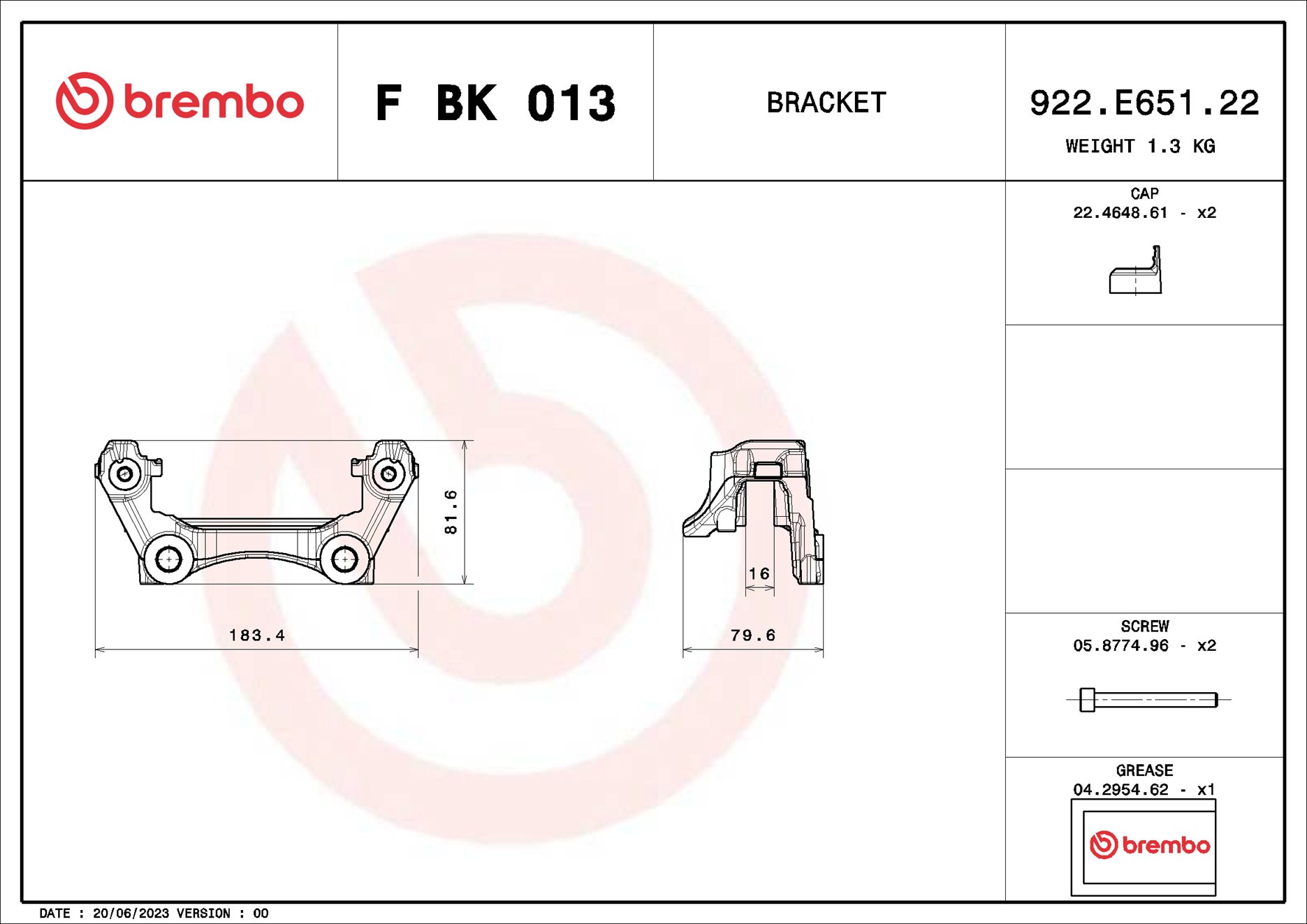 BREMBO Bremsekaliper, holdersæt fbk013 højre for MERCEDES-BENZ