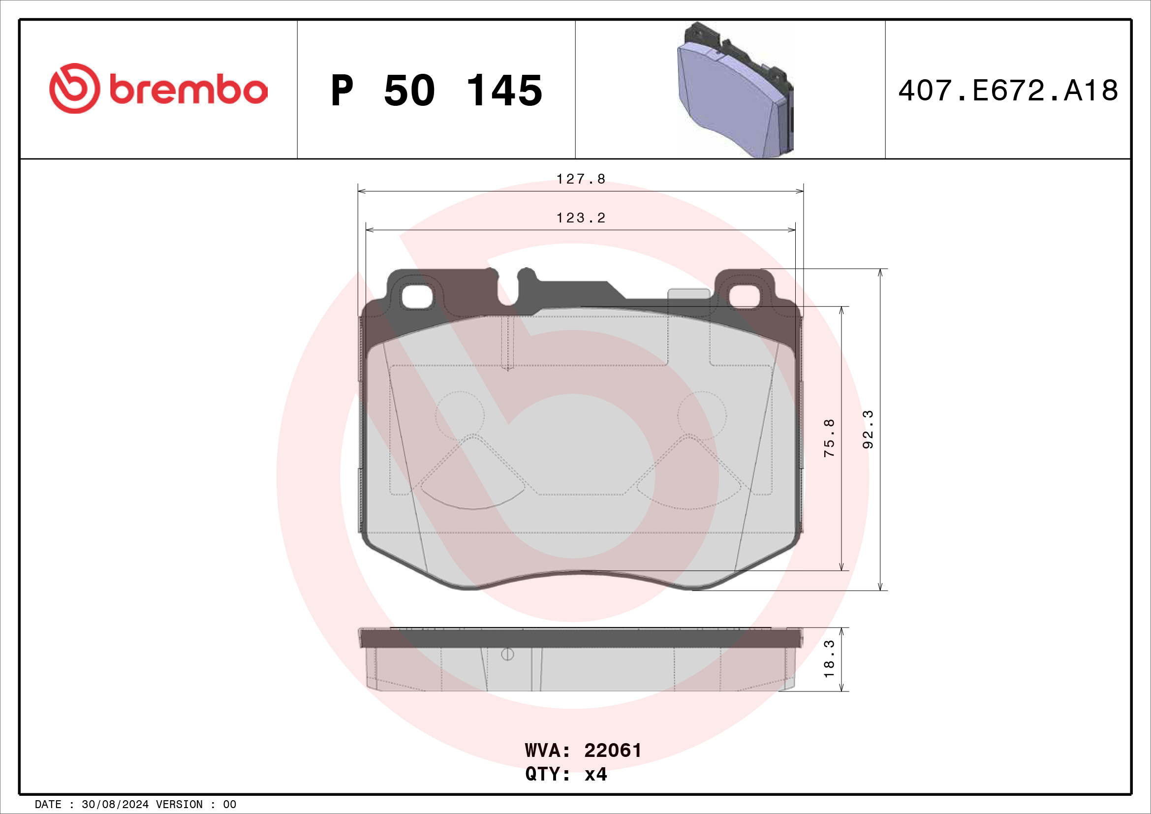 BREMBO Bremseklodser p50145 for MERCEDES-BENZ
