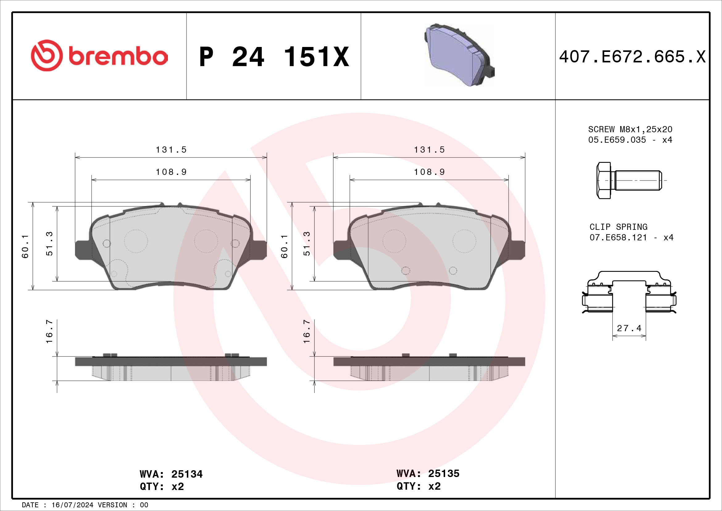 BREMBO Bremseklodser p24151x for FORD FORD ASIA & OCEANIA