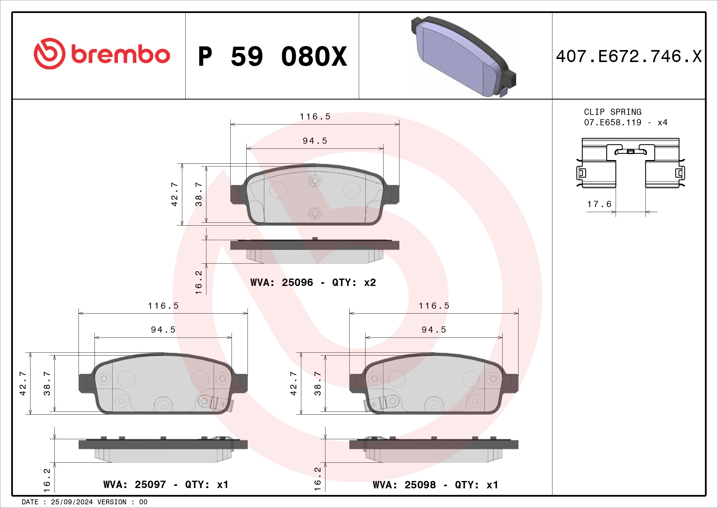 BREMBO Bremseklodser p59080x for OPEL VAUXHALL GENERAL MOTORS CHEVROLET BUICK