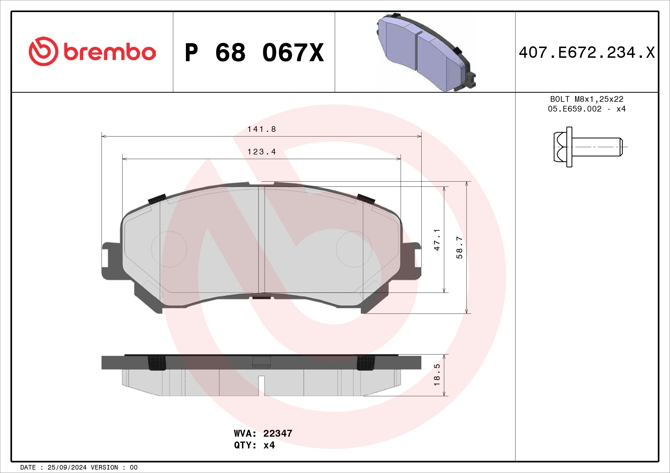 BREMBO Bremseklodser p68067x for RENAULT