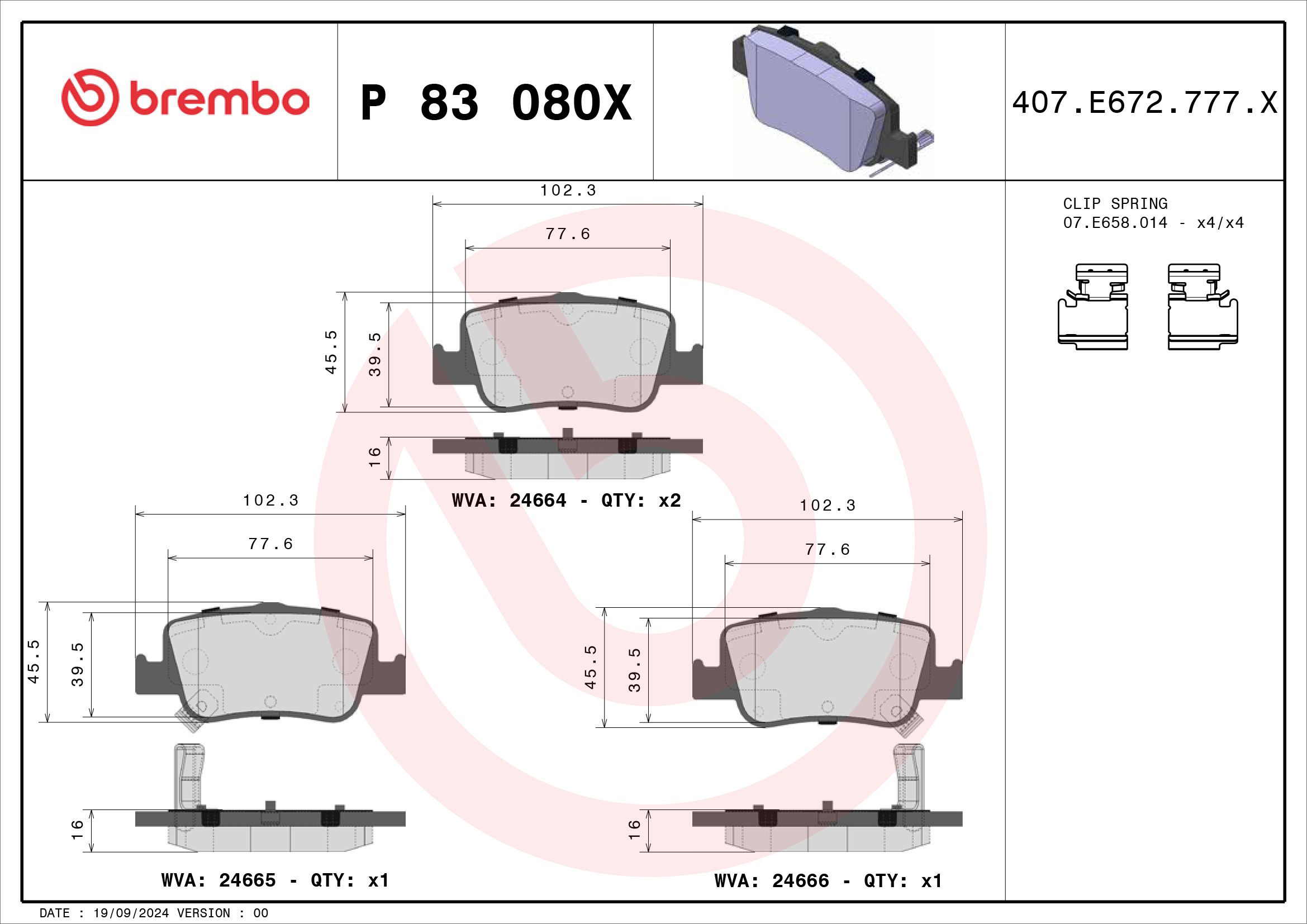 BREMBO Bremseklodser p83080x for TOYOTA