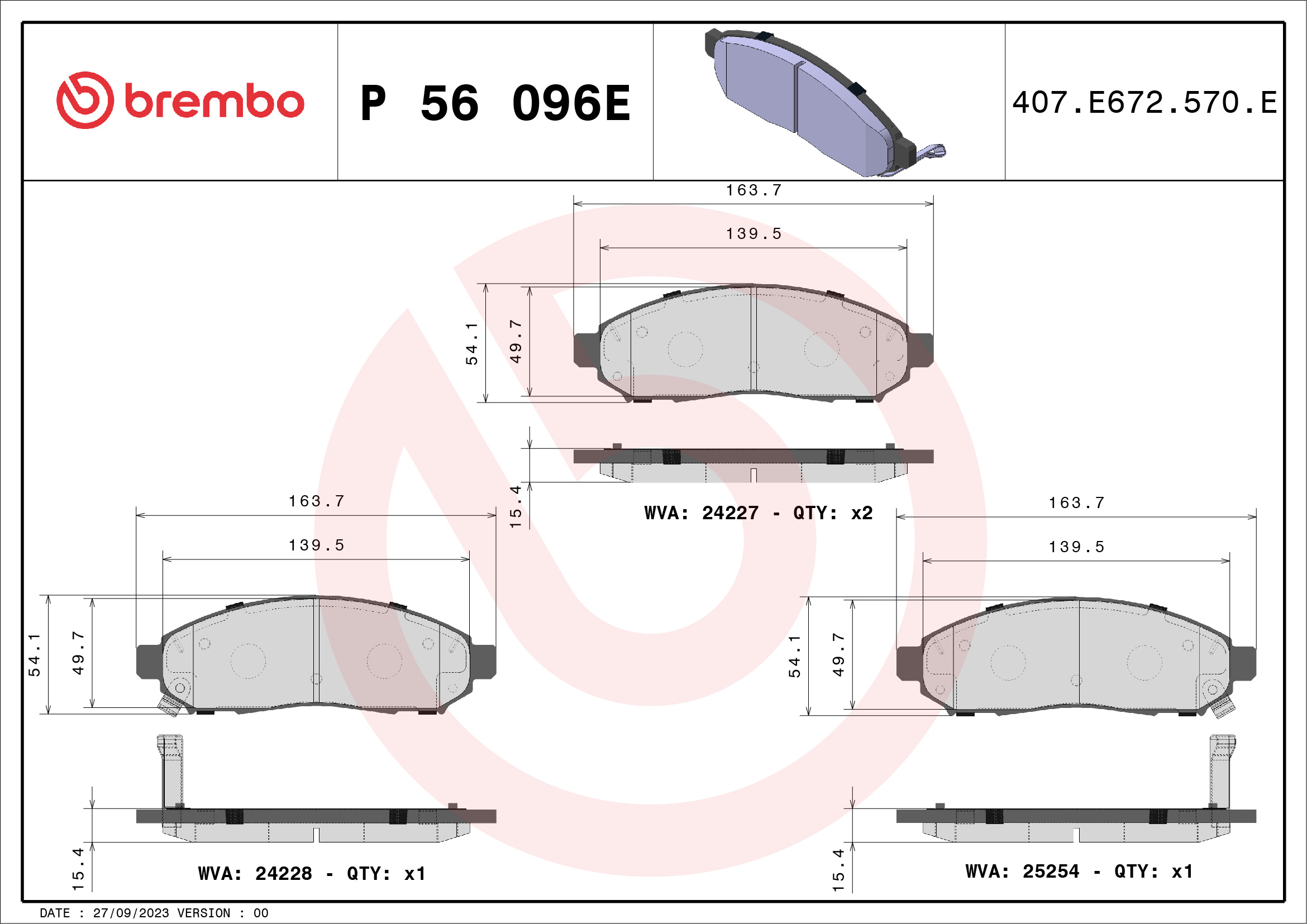 BREMBO Bremseklodser p56096e for NISSAN