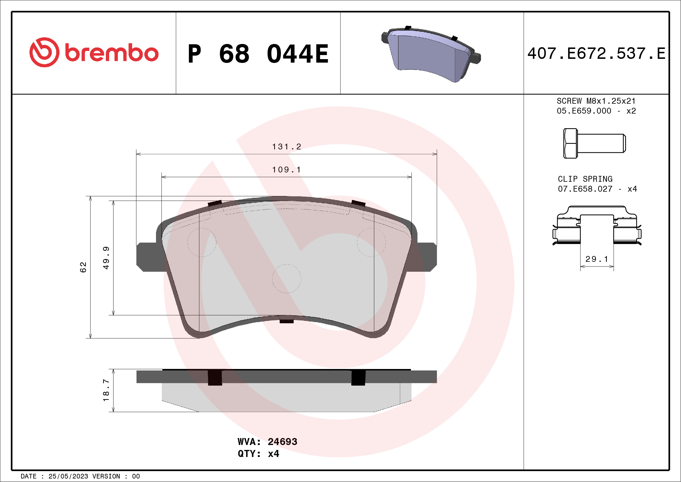 BREMBO Bremseklodser p68044e for RENAULT