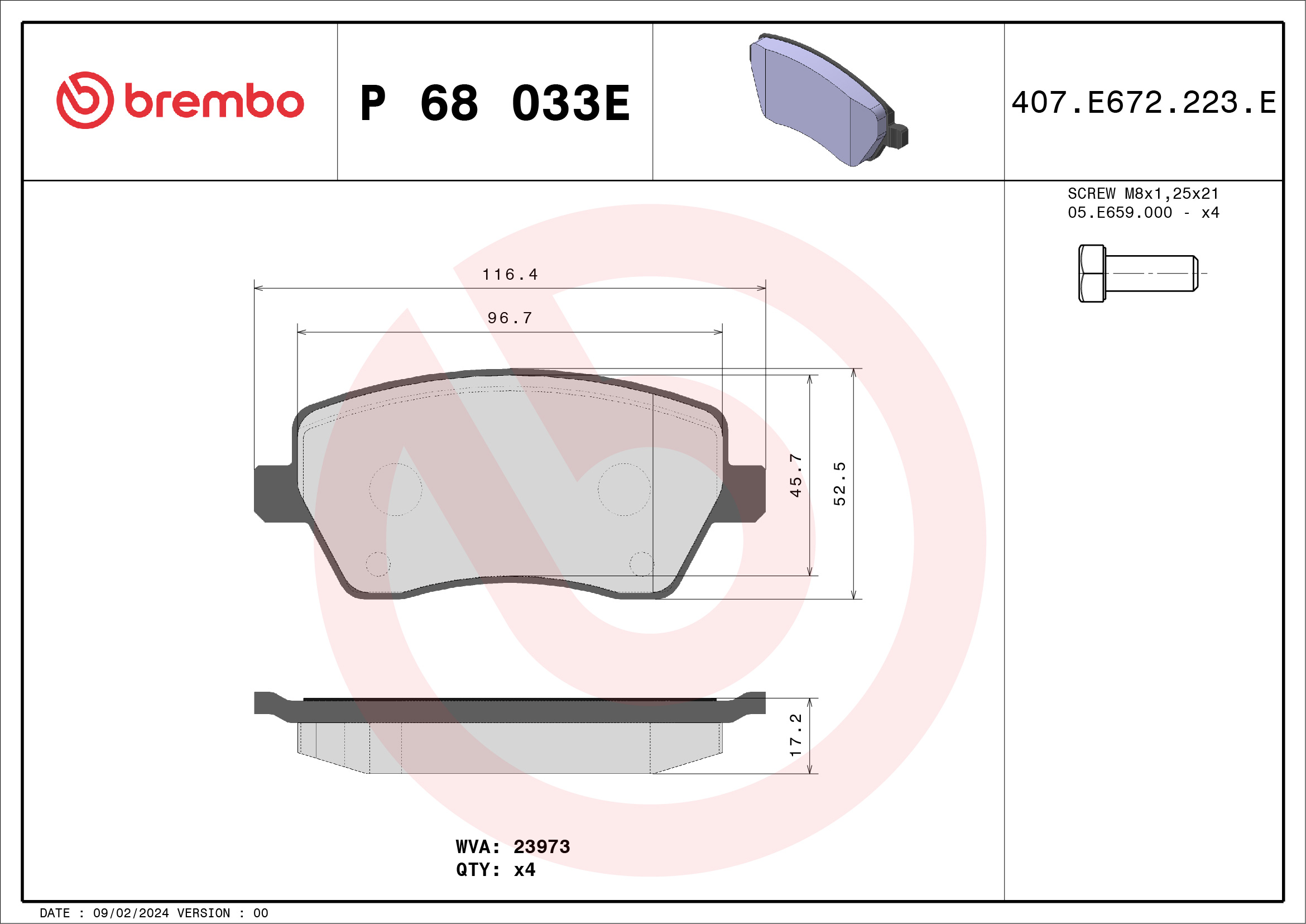 BREMBO Bremseklodser p68033e for RENAULT DACIA