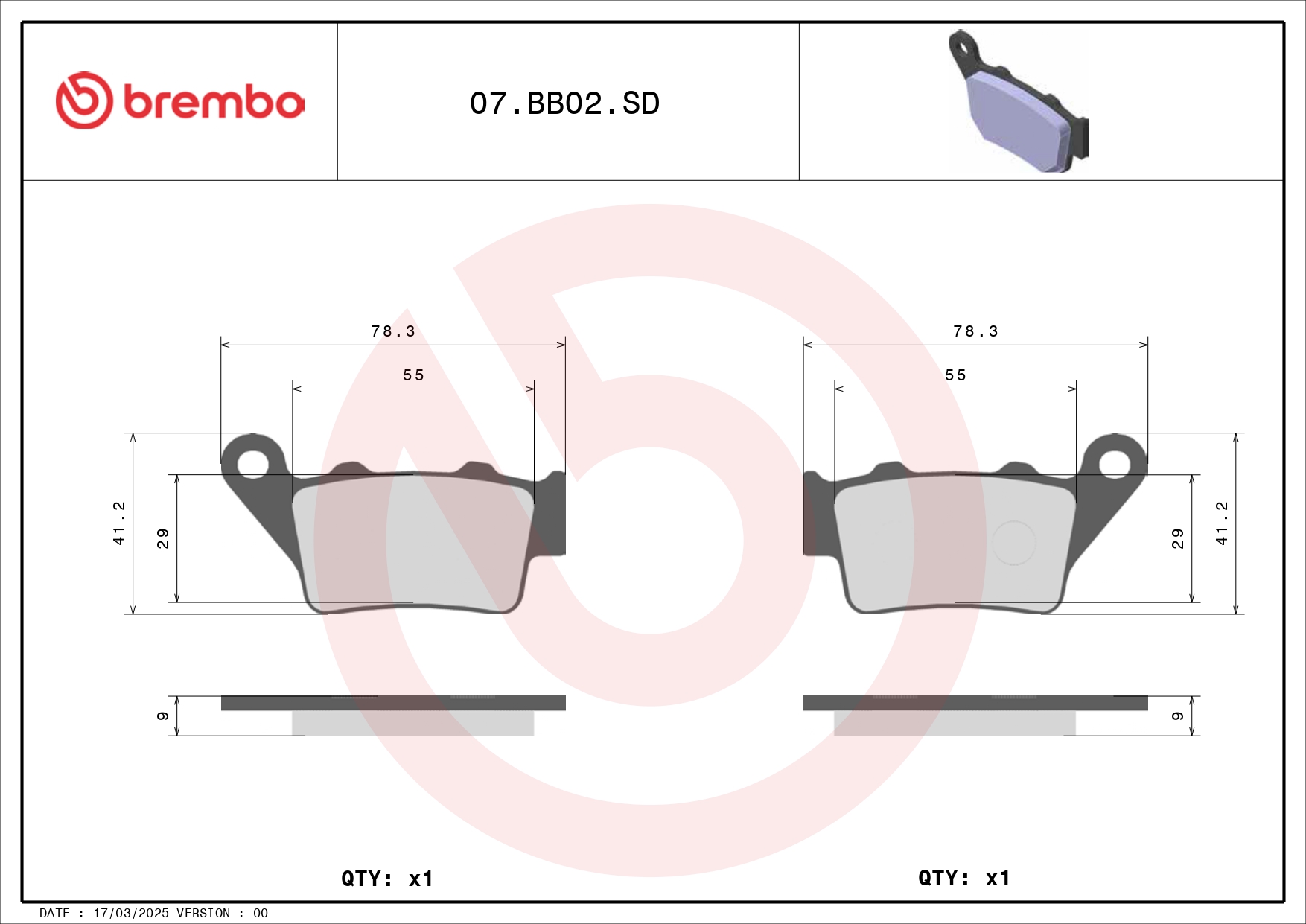 BREMBO Bremseklodser 07bb02sd