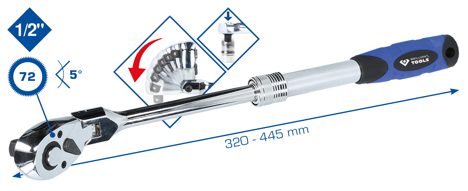 BRILLIANT TOOLS Omskiftelig skralde bt022993