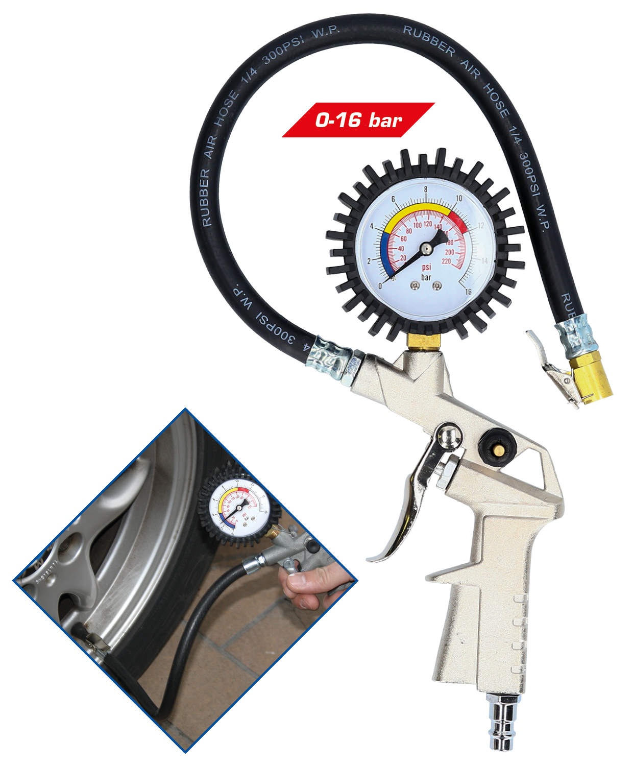 BRILLIANT TOOLS Dæktryktester/-fylder BT691019