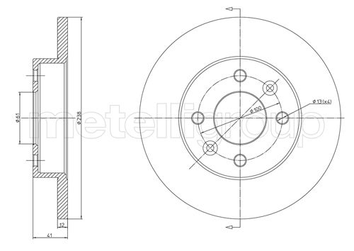 METELLI Bremseskive 230082 fuld 238mm 12mm for DACIA RENAULT TRUCKS