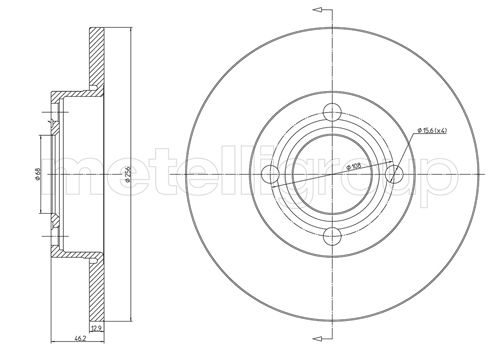 METELLI Bremseskive 230062 fuld 256mm 13mm