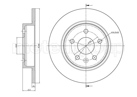 METELLI Bremseskive 231002c fuld 268mm 12mm for OPEL CHEVROLET