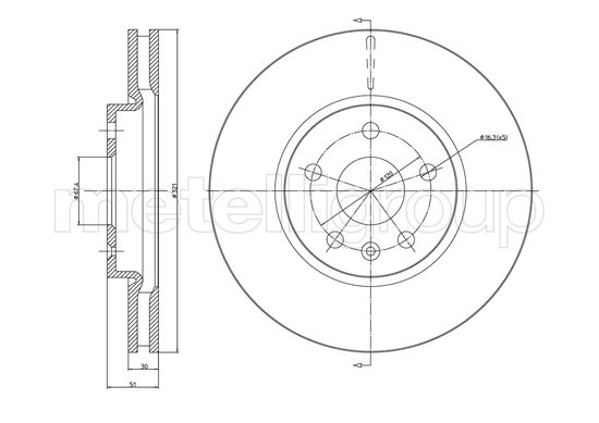 METELLI Bremseskive 231005c ventileret 321mm 30mm for OPEL CHEVROLET
