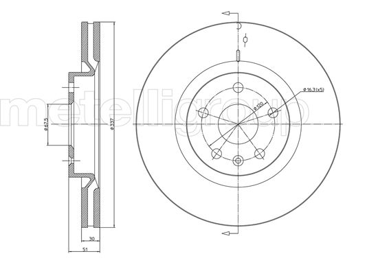 METELLI Bremseskive 231007c ventileret 337mm 30mm for OPEL
