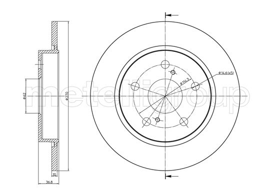 METELLI Bremseskive 231022c fuld 270mm 10mm for TOYOTA
