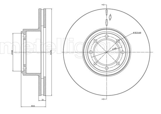METELLI Bremseskive 231040c ventileret 294mm 24mm for IVECO
