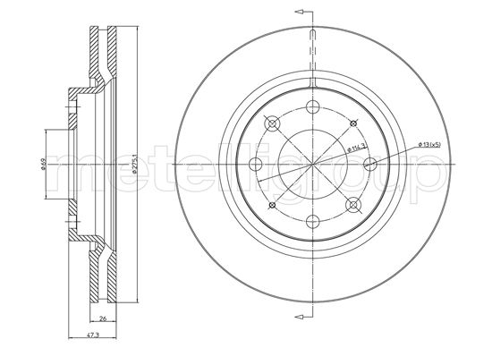METELLI Bremseskive 231078c ventileret 275mm 26mm for KIA
