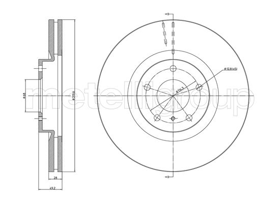 METELLI Bremseskive 231070c ventileret 320mm 28mm for NISSAN