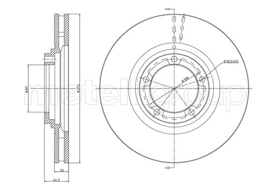 METELLI Bremseskive 231079c ventileret 274mm 26mm for HYUNDAI