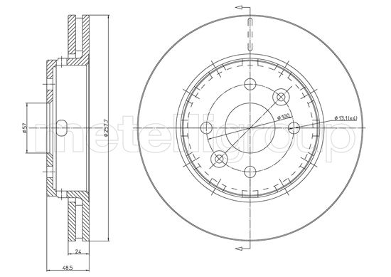 METELLI Bremseskive 231164c ventileret 258mm 24mm for KIA
