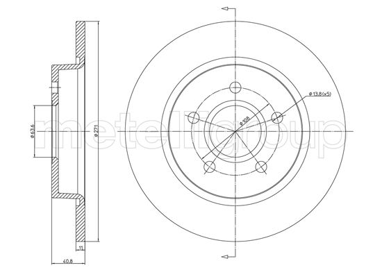 METELLI Bremseskive 231242c fuld 271mm 11mm for FORD