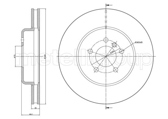 METELLI Bremseskive 231268c ventileret 348mm 30mm for BMW