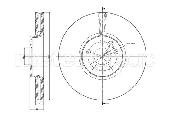METELLI Bremseskive 231272c ventileret 328mm 30mm for VOLVO