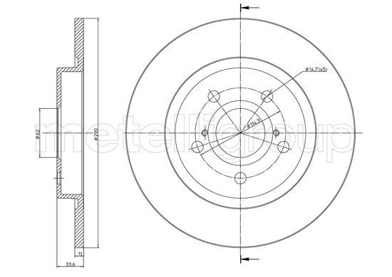 METELLI Bremseskive 231274c fuld 290mm 11mm for TOYOTA