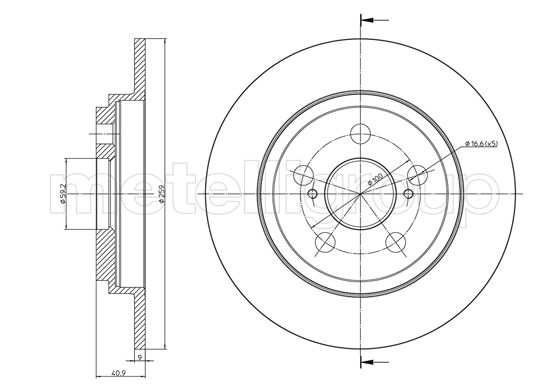 METELLI Bremseskive 231309c fuld 259mm 9mm for TOYOTA