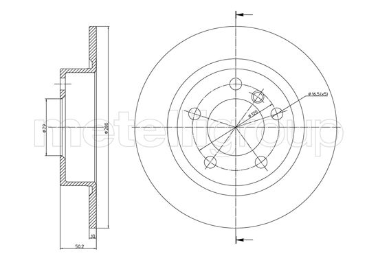 METELLI Bremseskive 231379c fuld 280mm 10mm for MINI