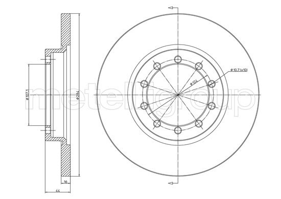 METELLI Bremseskive 231469c fuld 284mm 16mm for FORD
