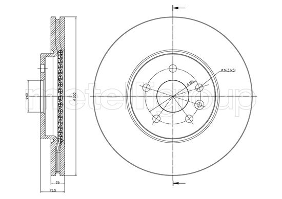 METELLI Bremseskive 231507c ventileret 300mm 26mm for OPEL CHEVROLET