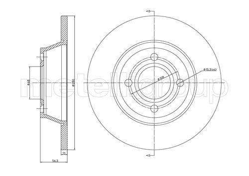 METELLI Bremseskive 230329 fuld 280mm 13mm for AUDI