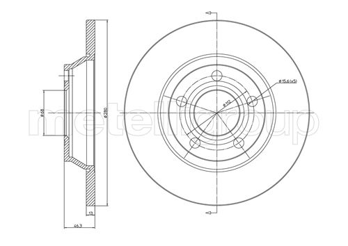 METELLI Bremseskive 230392c fuld 280mm 13mm for AUDI