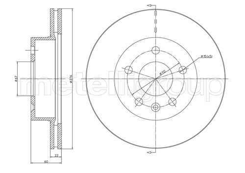 METELLI Bremseskive 230416 ventileret 276mm 22mm for MERCEDES-BENZ