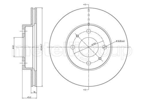METELLI Bremseskive 230456 ventileret 247mm 18mm for NISSAN