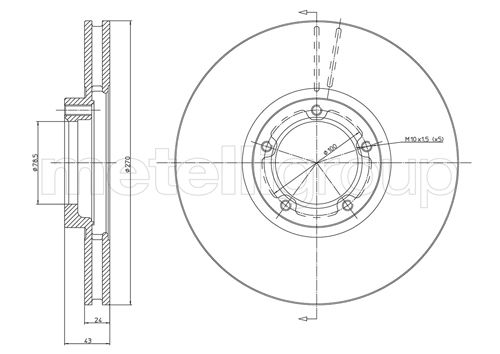 METELLI Bremseskive 230458 ventileret 270mm 24mm for FORD