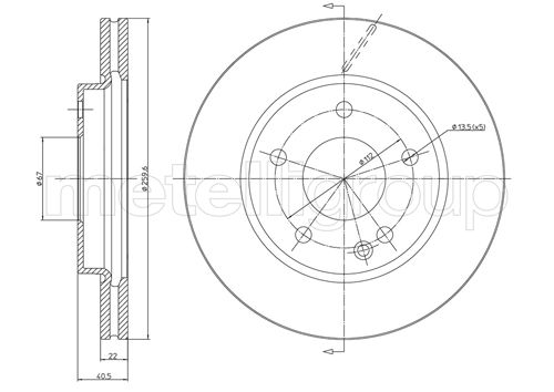 METELLI Bremseskive 230469c ventileret 260mm 22mm for MERCEDES-BENZ