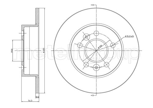 METELLI Bremseskive 230482c fuld 265mm 10mm for RENAULT