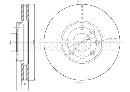 METELLI Bremseskive 230490c ventileret 256mm 24mm