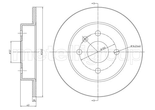METELLI Bremseskive 230488c fuld 240mm 10mm for OPEL