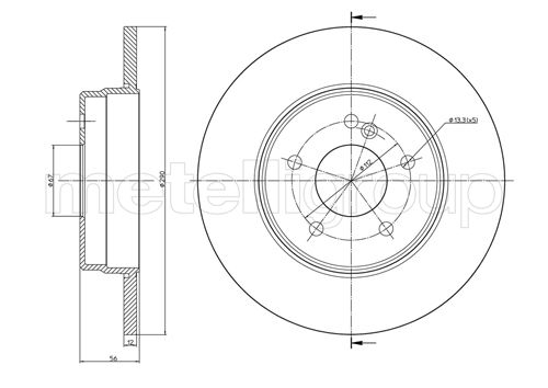 METELLI Bremseskive 230522c fuld 290mm 12mm for MERCEDES-BENZ